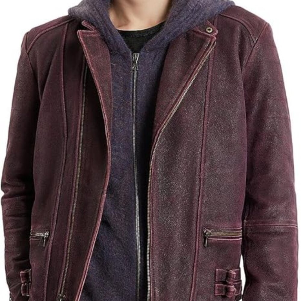 New - John Varvatos mens Sullivan Leather Racer Jacket - sz.50